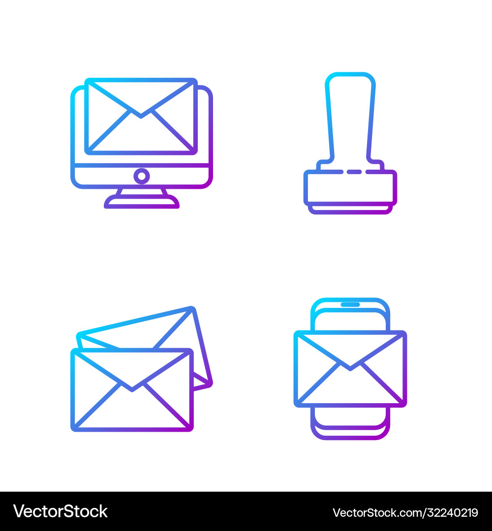 Set line mobile and envelope monitor Vector Image