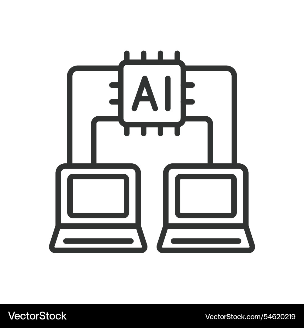 Smart computers icon in line design Vector Image