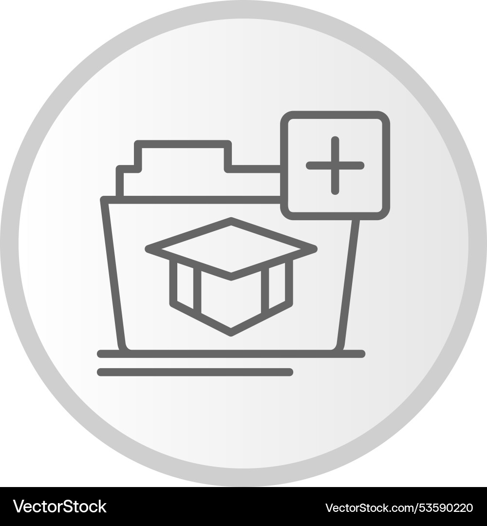 Add folder line circle grey icon vector image
