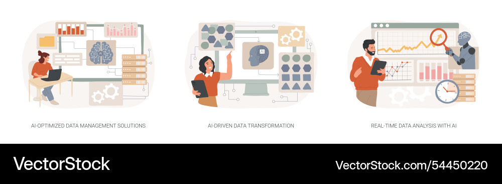Ai technology in data analysis abstract concept Ai technology in data analysis abstract concept Vector Image