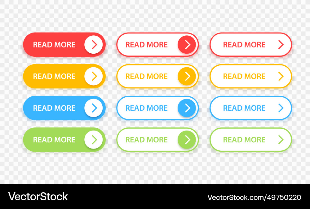 Big collection buttons read more different Vector Image