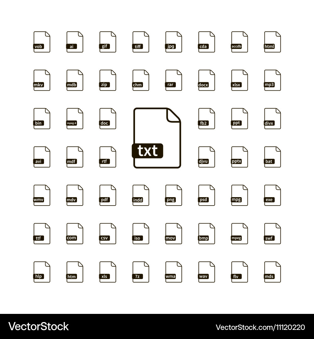 Black File Icons - Simple Set vector image