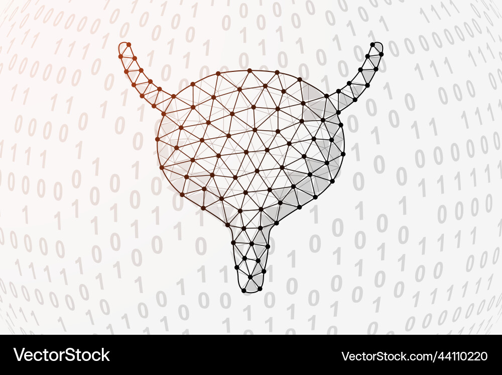 Bladder 3d low poly symbol with binary code Bladder 3d low poly symbol with binary code Vector Image