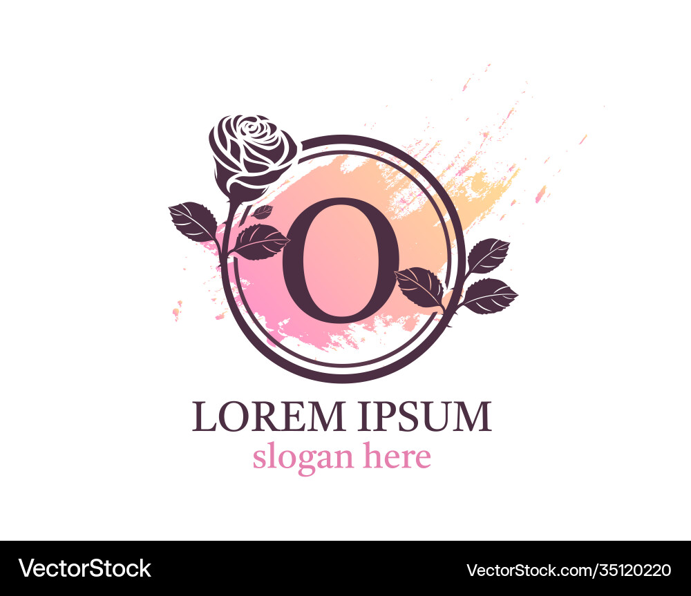 Brief o Monogramm Logo Kreis Blumenstil Brief o Monogramm Logo Kreis Blumenstil vektorbild