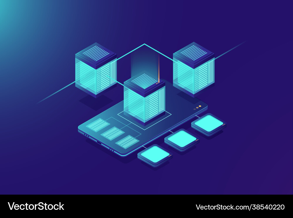 Cloudy storage server mobile phone data upload Vector Image