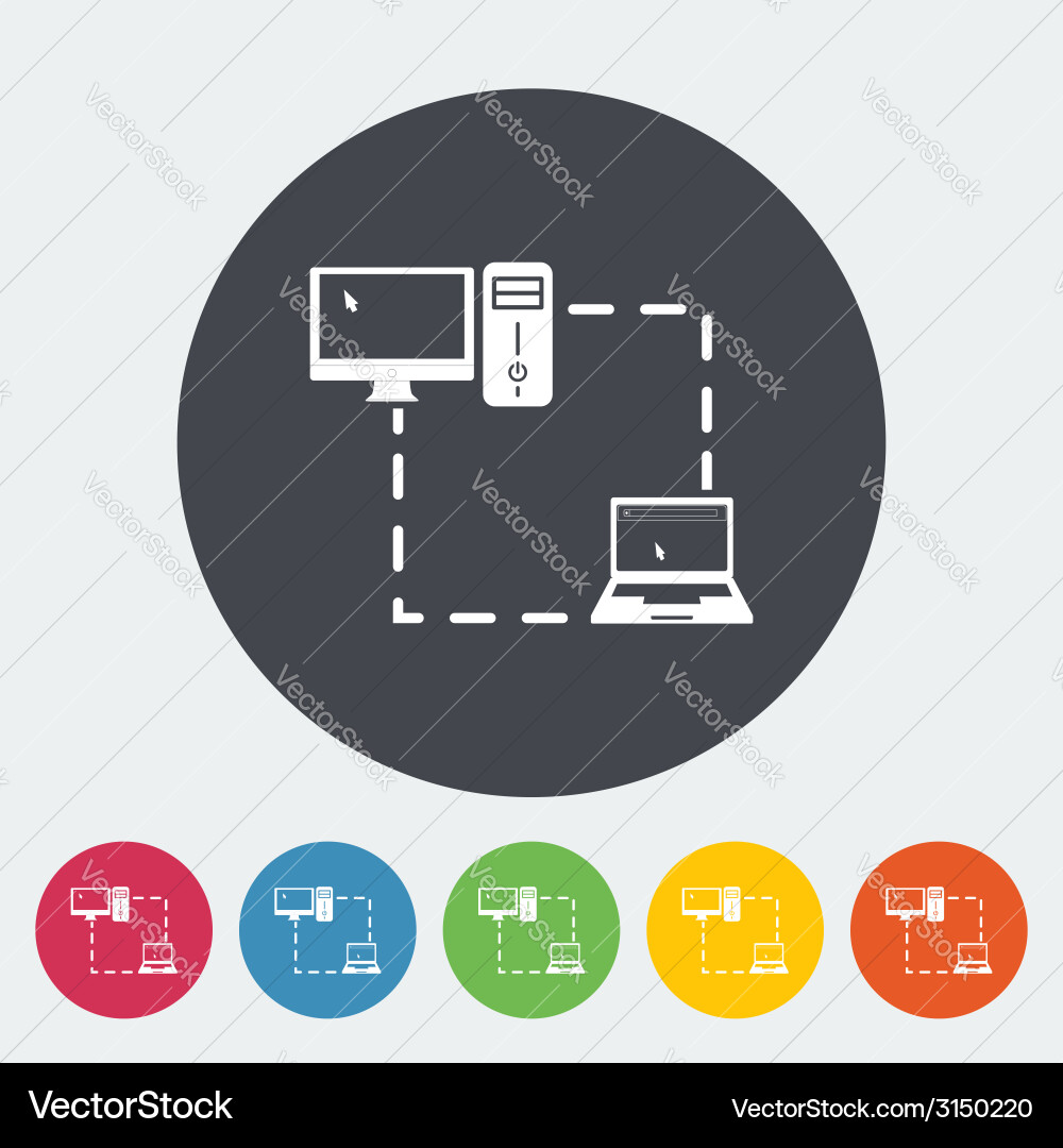 Computer sync single flat icon vector image