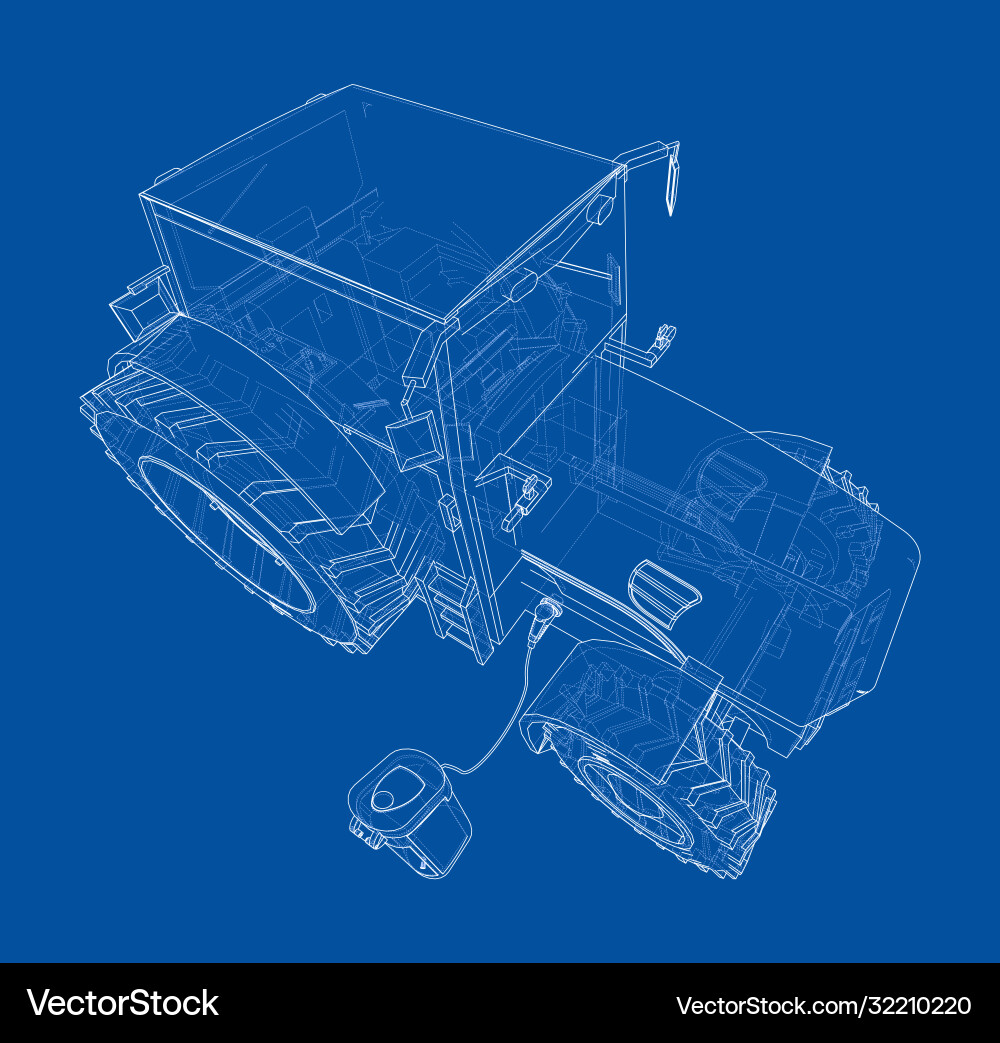Electric farm tractor charging station sketch Vector Image