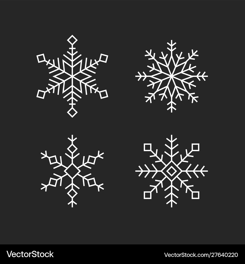 Flat set snowflakes drawing black and white – Royalty-Free Vector |  VectorStock, image size:1000x1078