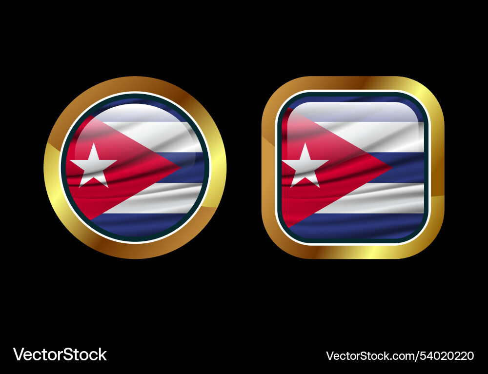 Glossy flag button of cuba high quality web Vector Image