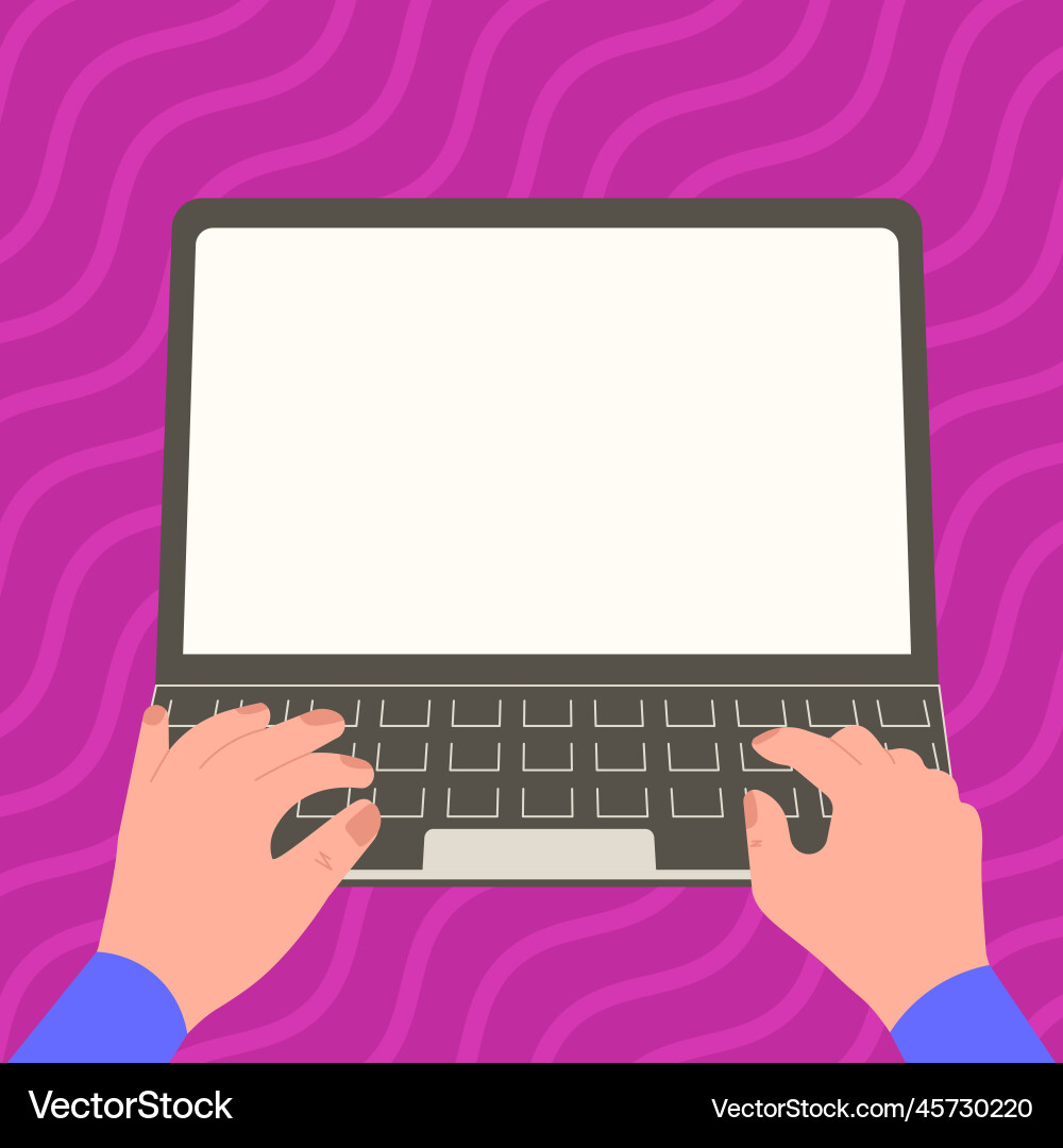 Hands typing text with keyboard laptop screen Vector Image