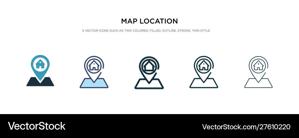 Map location icon in different style two colored Map location icon in different style two colored Vector Image