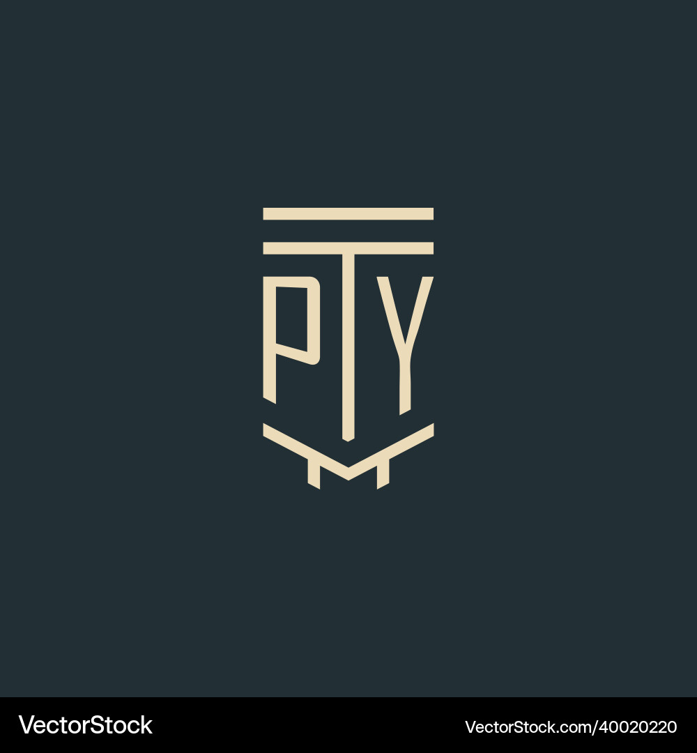Py initial monogram with simple line art pillar Vector Image