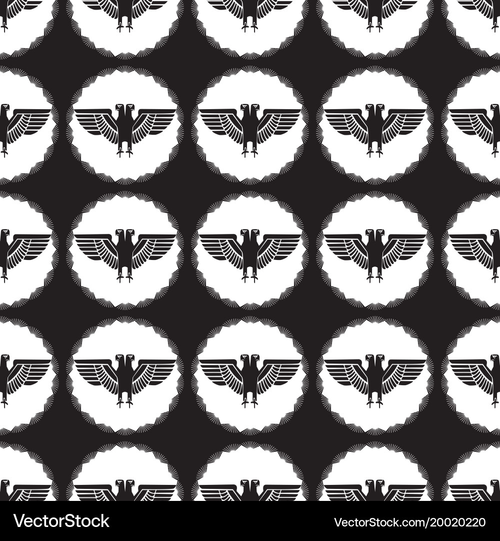 Seamless pattern with eagles on two heads vector image