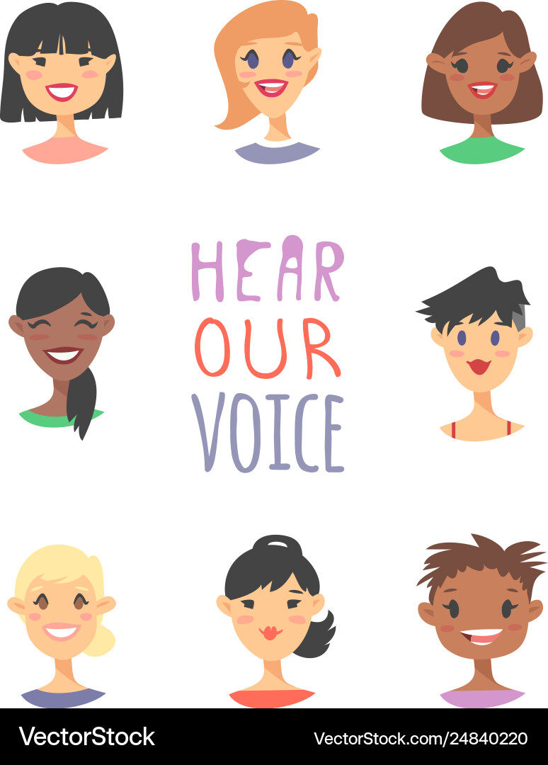 Set a group different people and text Set a group different people and text vector image