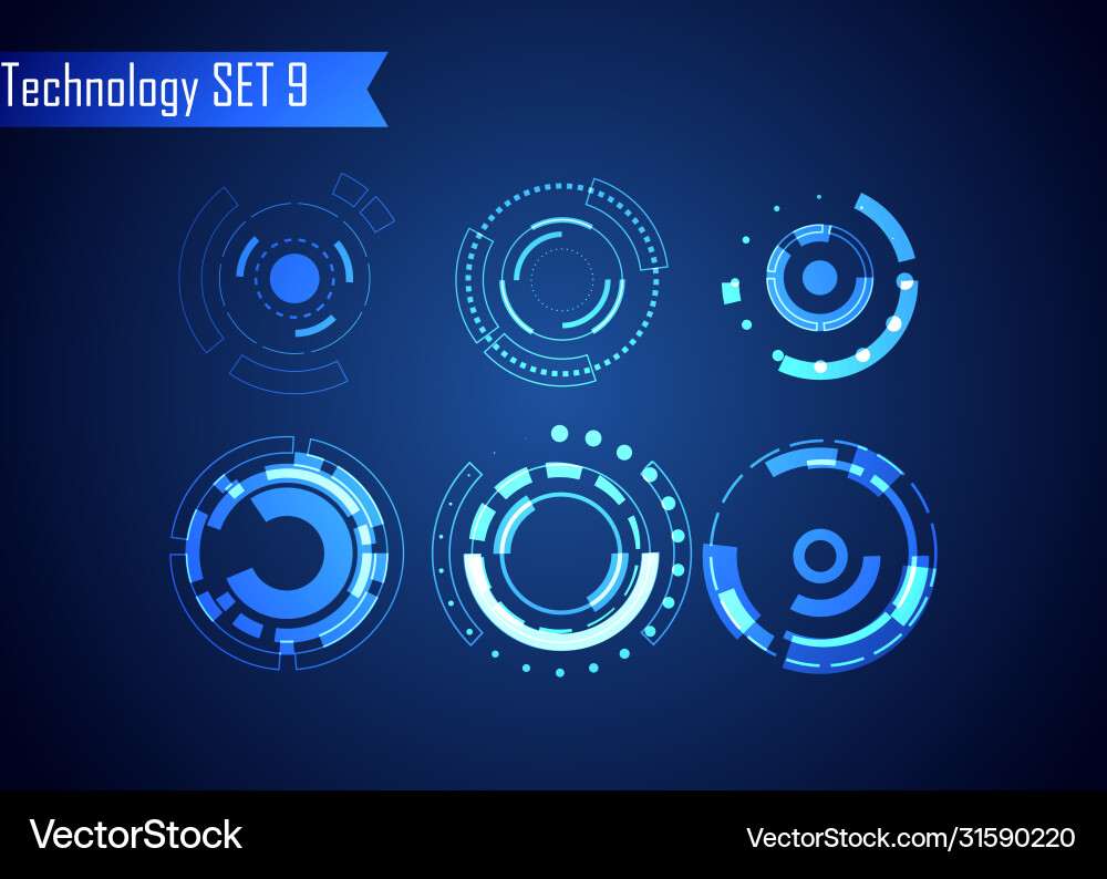 Set circle abstract digital technology ui Set circle abstract digital technology ui vector image