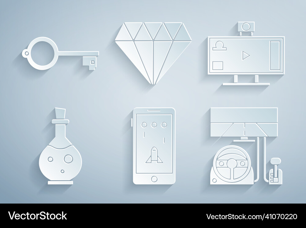 Set mobile and playing in game live streaming Set mobile and playing in game live streaming vector image