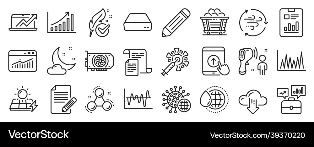 Set of science icons such as stock analysis Set of science icons such as stock analysis vector image