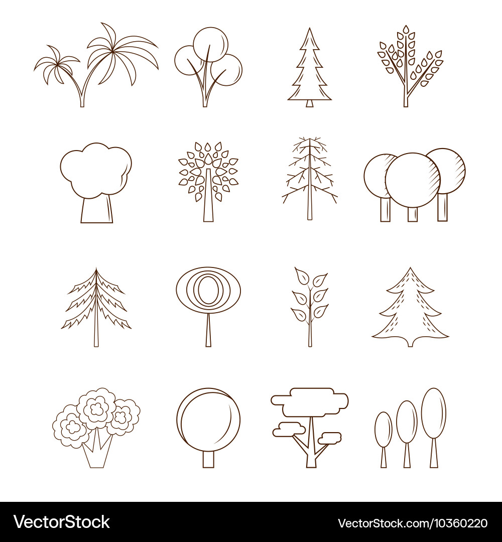 Thin line tree set vector image