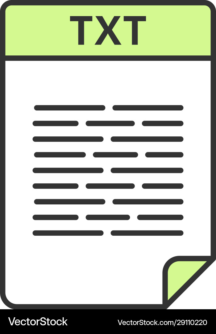 Txt file color icon text format unformatted vector image