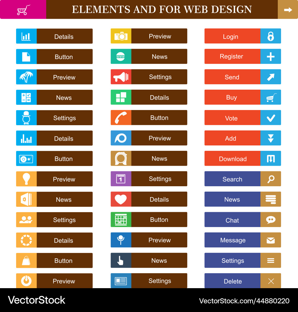 Web design elements - buttons and icons Web design elements - buttons and icons Vector Image