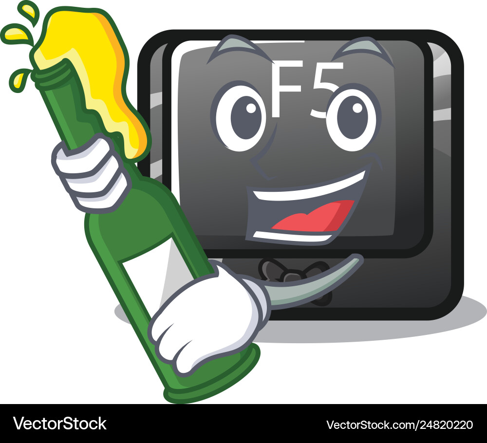 With beer longest f5 button on cartoon keyboard With beer longest f5 button on cartoon keyboard vector image