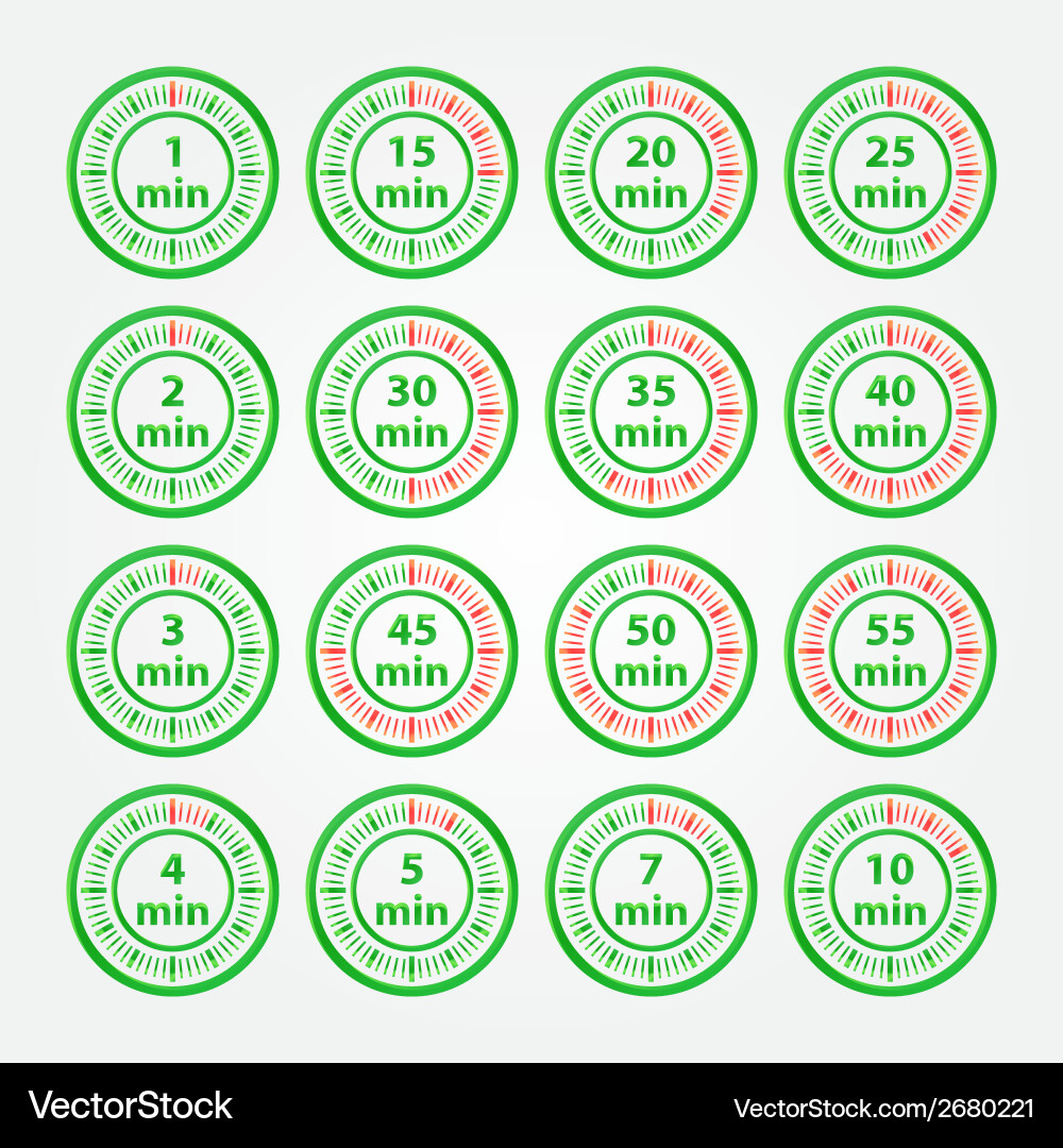 Abstract set of timers - green timer icons vector image