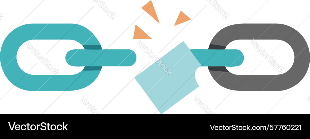 Broken chain with padlock icon symbol of data vector image