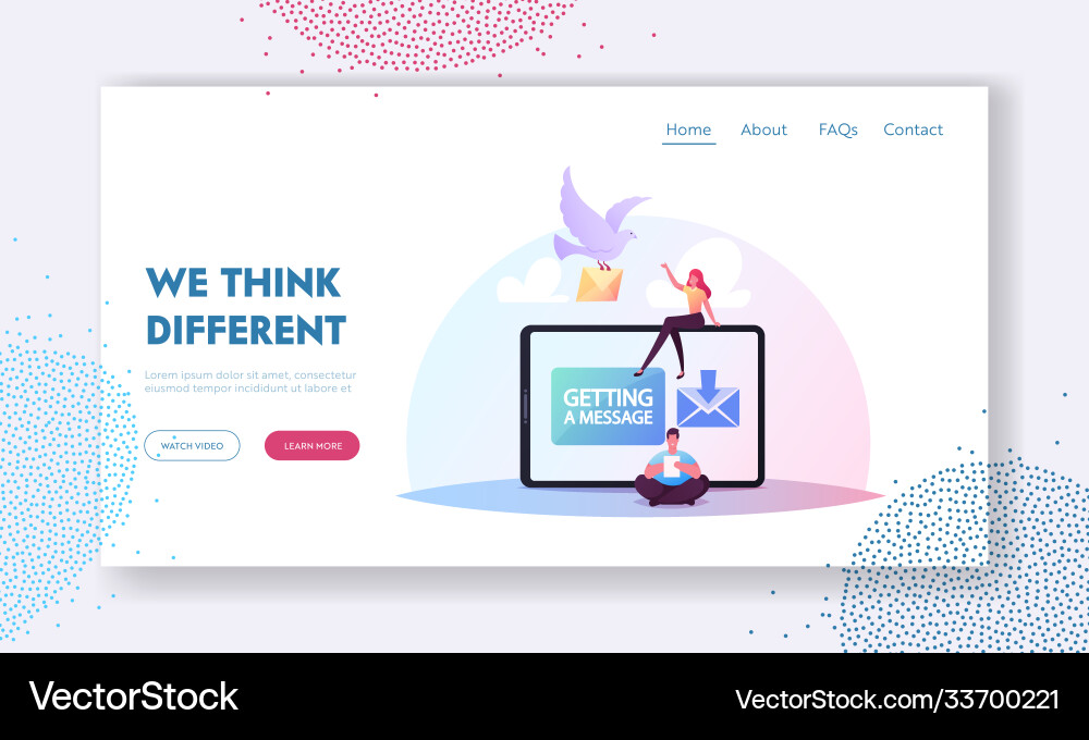 Characters sending and getting messages landing Vector Image