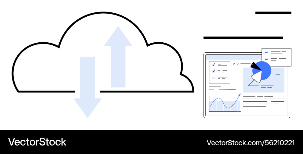 Cloud data transfer with analytics dashboard Cloud data transfer with analytics dashboard vector image