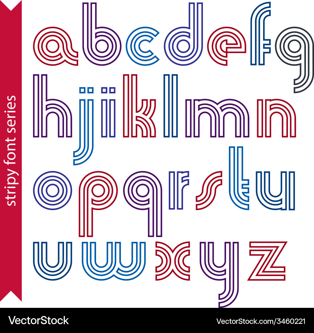 Double lines rounded font lined drop caps isolated vector image