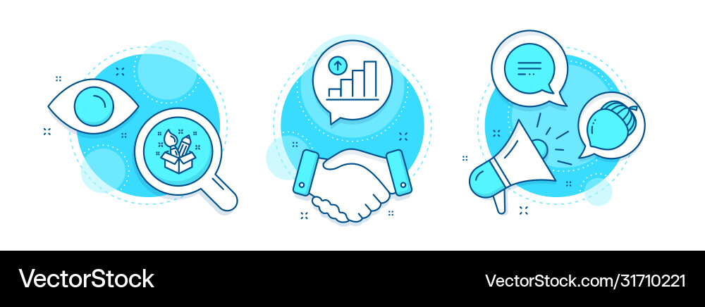 Graph chart text message and creativity icons set Graph chart text message and creativity icons set vector image