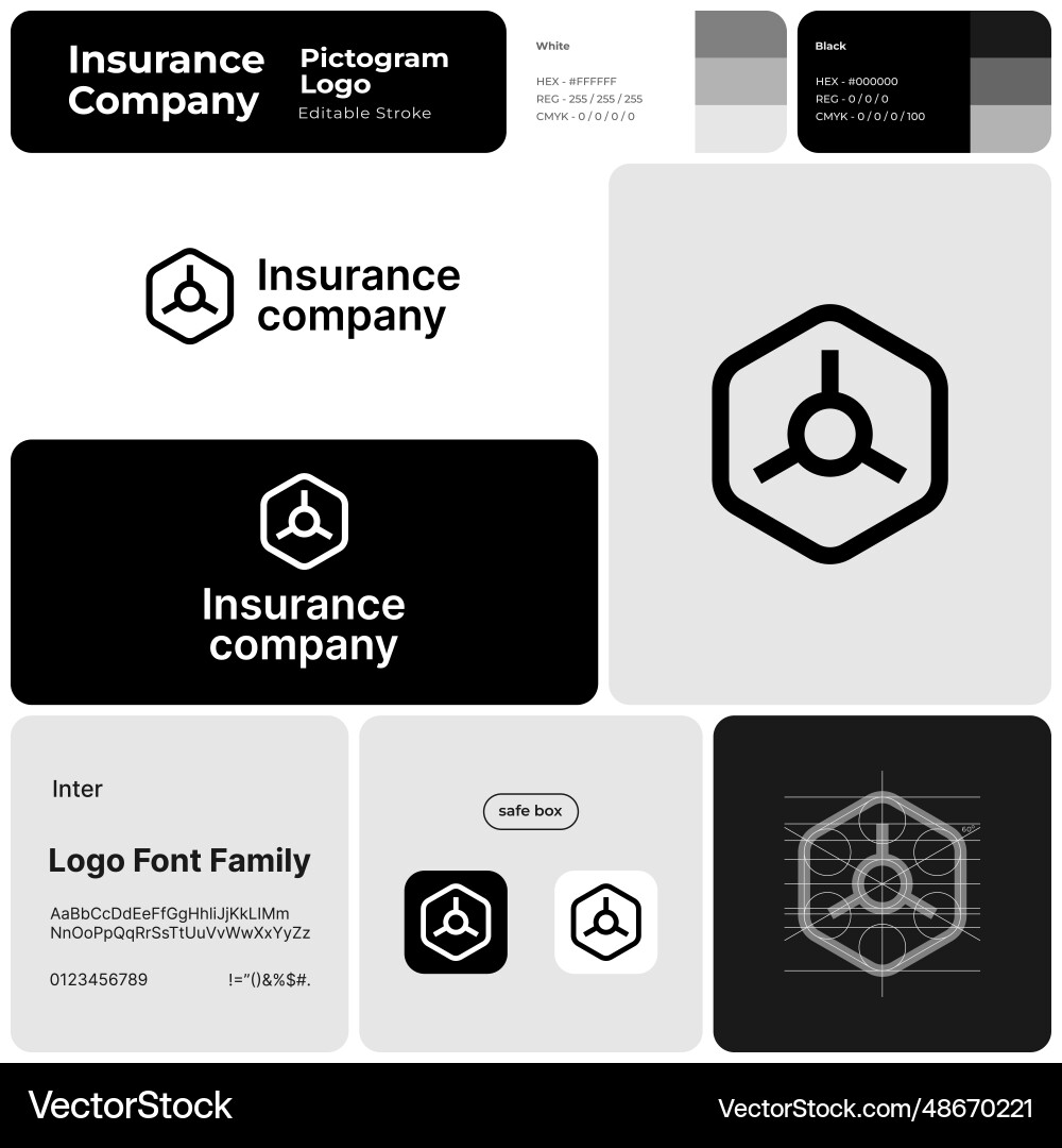 Insurance company brand monochromatic template Insurance company brand monochromatic template vector image