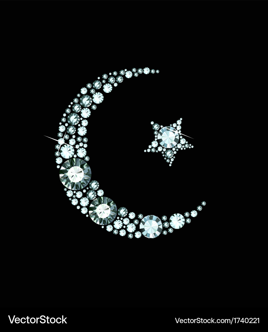 Islamic Gem Crescent Moon Royalty Free Vector Image