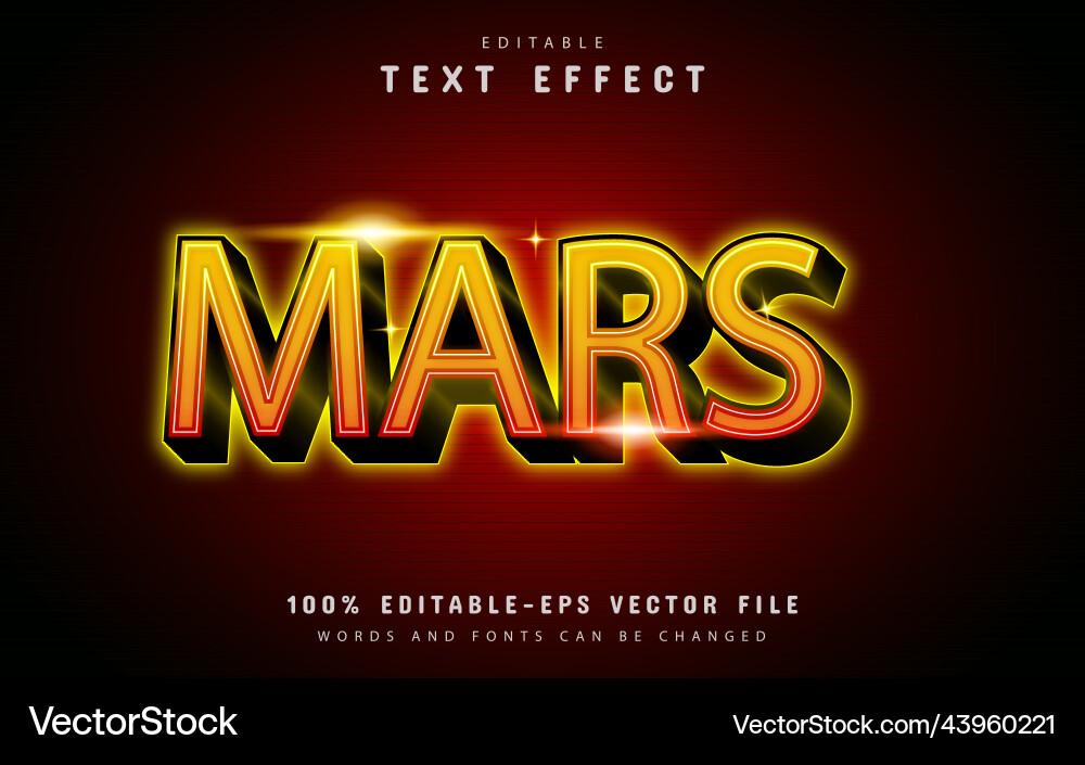 Mars text effect editable Mars text effect editable vector image