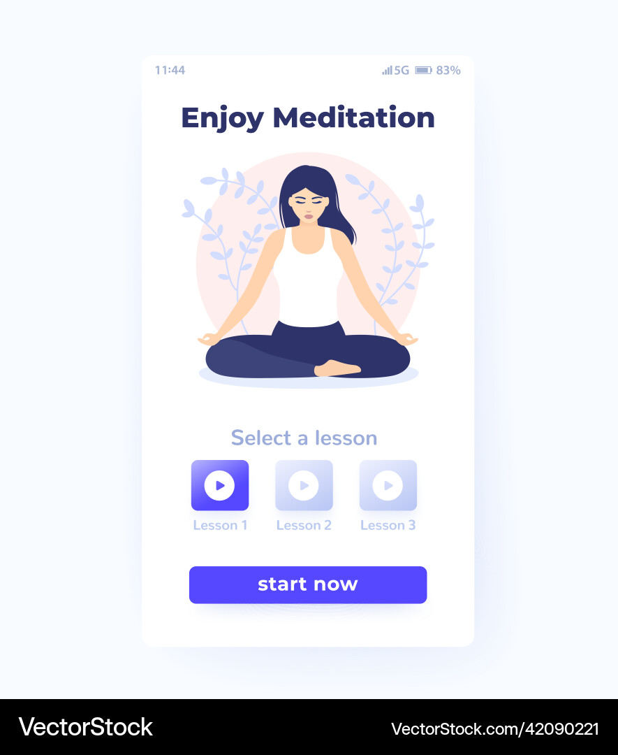 Meditation app ui design vector image