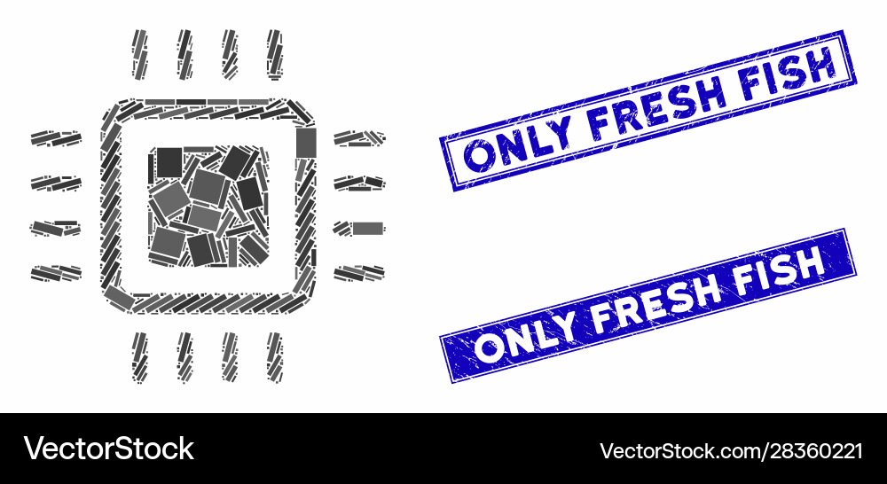 Processor mosaic and scratched rectangle only Processor mosaic and scratched rectangle only vector image