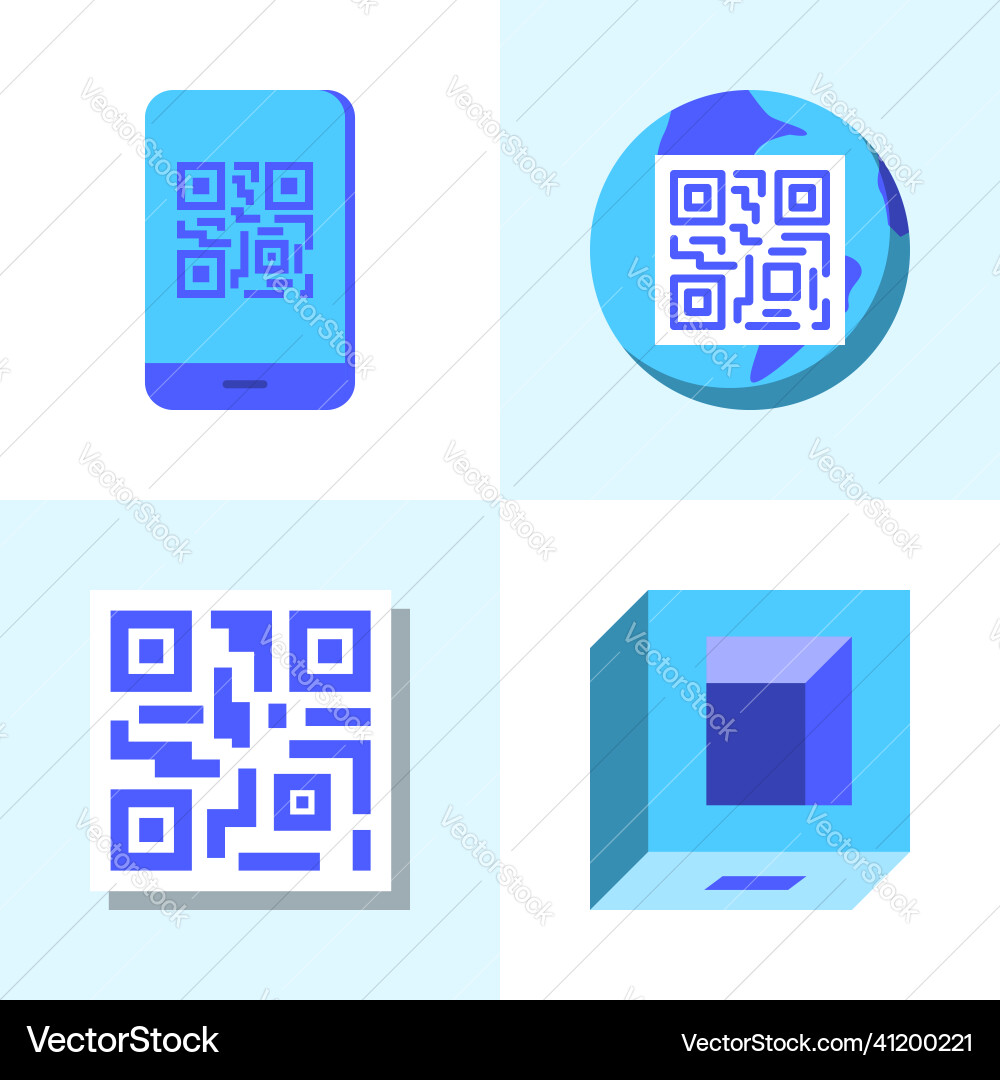Qr codes icon set in flat style Qr codes icon set in flat style vector image