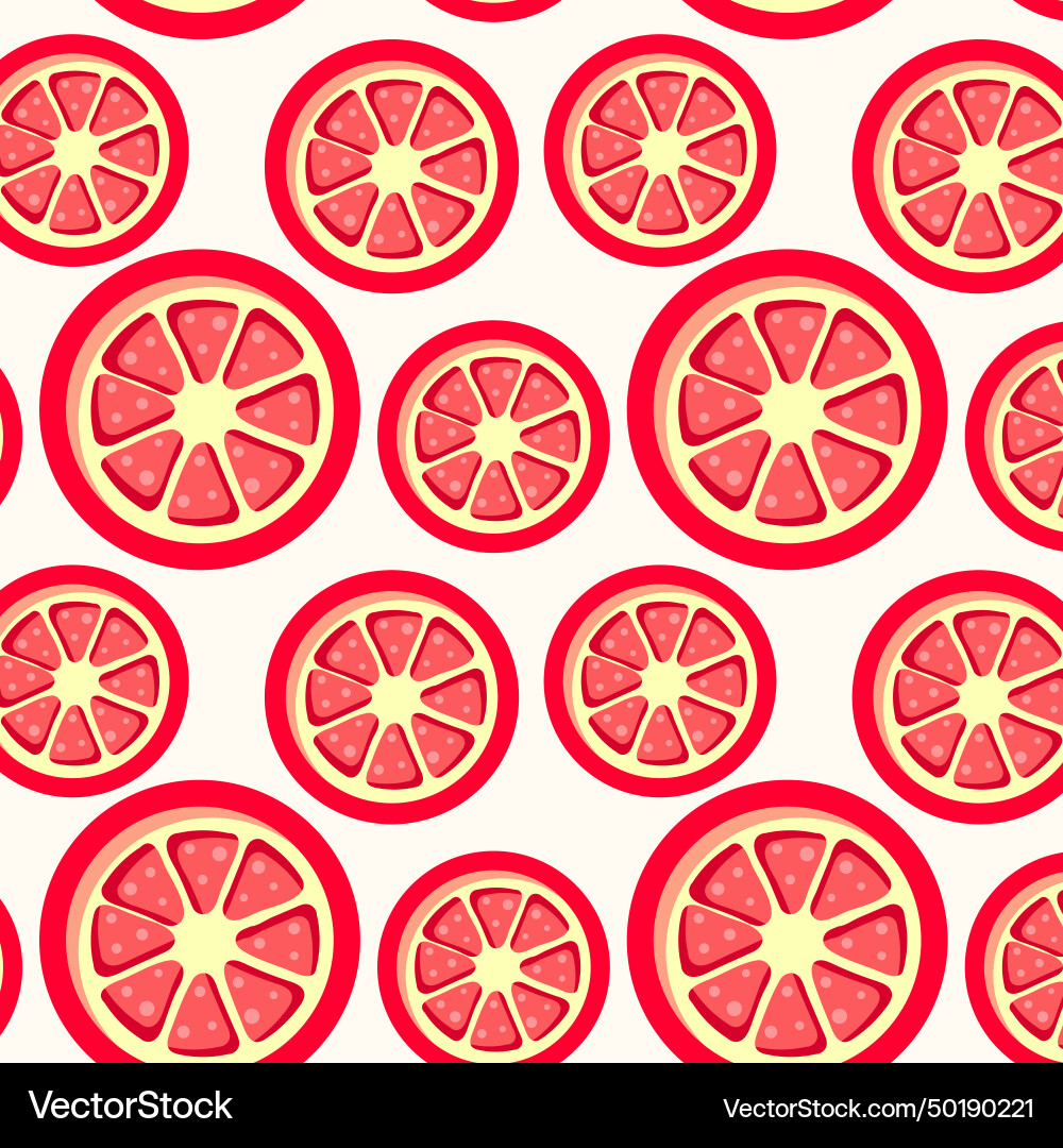 Seamless pattern with red grapefruit slices vector image