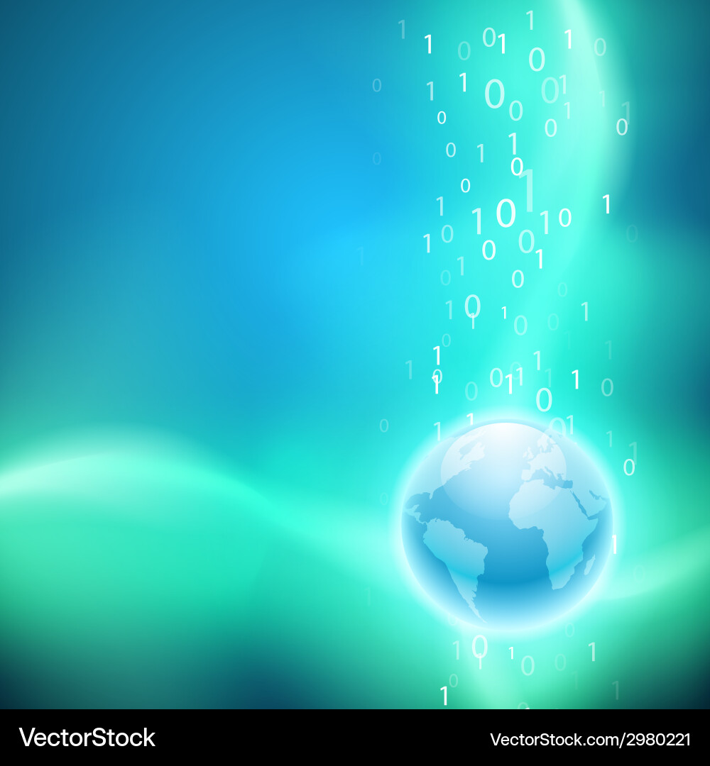 Stream von binären Code auf die Welt vektorbild