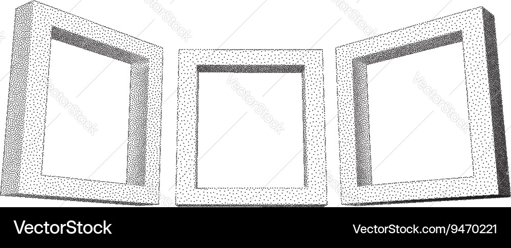 Vintage rectangular frames with dotwork gradient vector image
