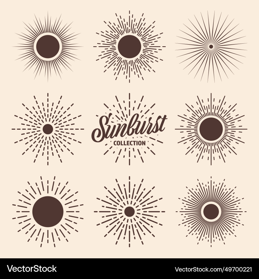 Vintage Sonnenburst Sonnenuntergang Balken Sammlung Hand Vintage Sonnenburst Sonnenuntergang Balken Sammlung Hand vektorbild