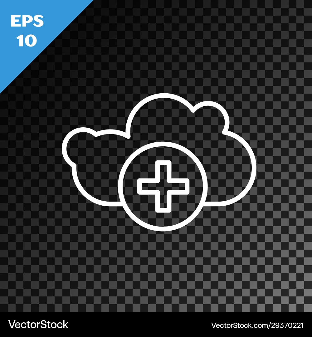White line add cloud icon isolated on transparent White line add cloud icon isolated on transparent vector image