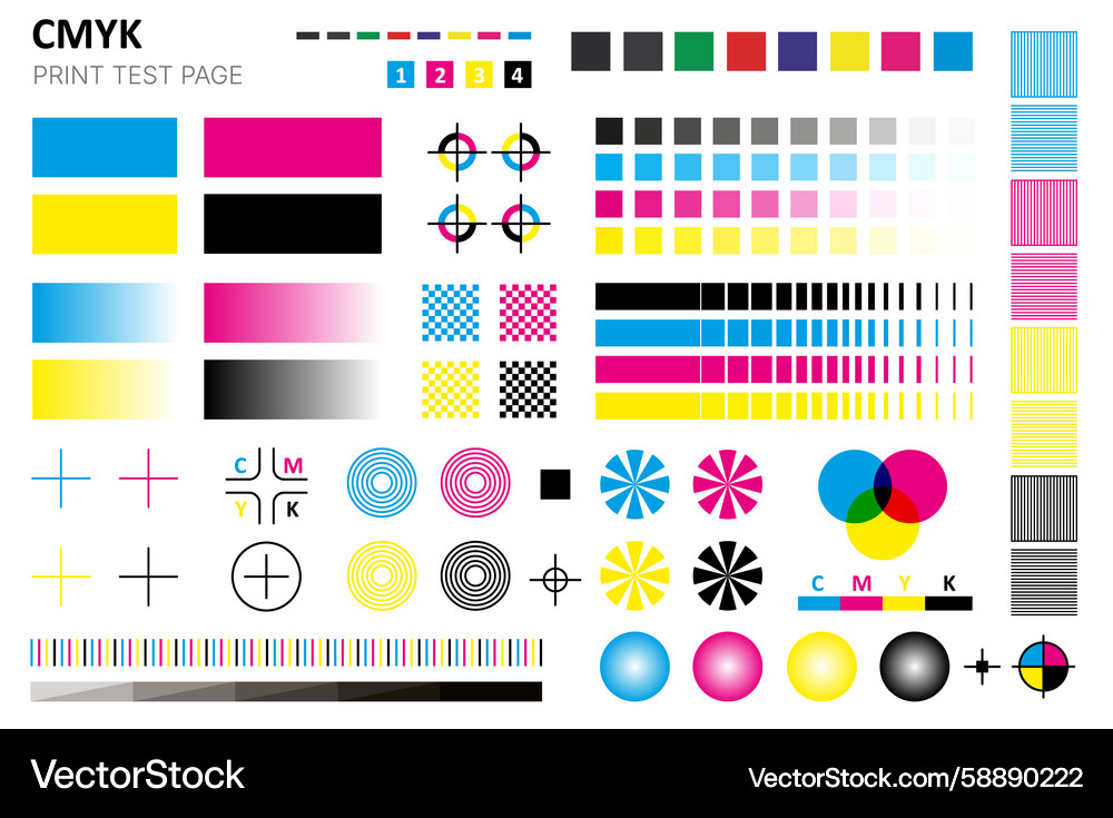 Cmyk test print color calibration chart for cyan Cmyk test print color calibration chart for cyan Vector Image