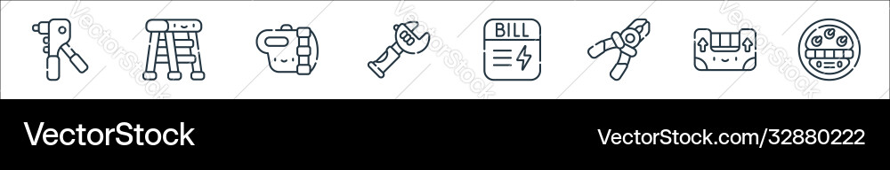 Electrician tools and line icons linear set Electrician tools and line icons linear set vector image