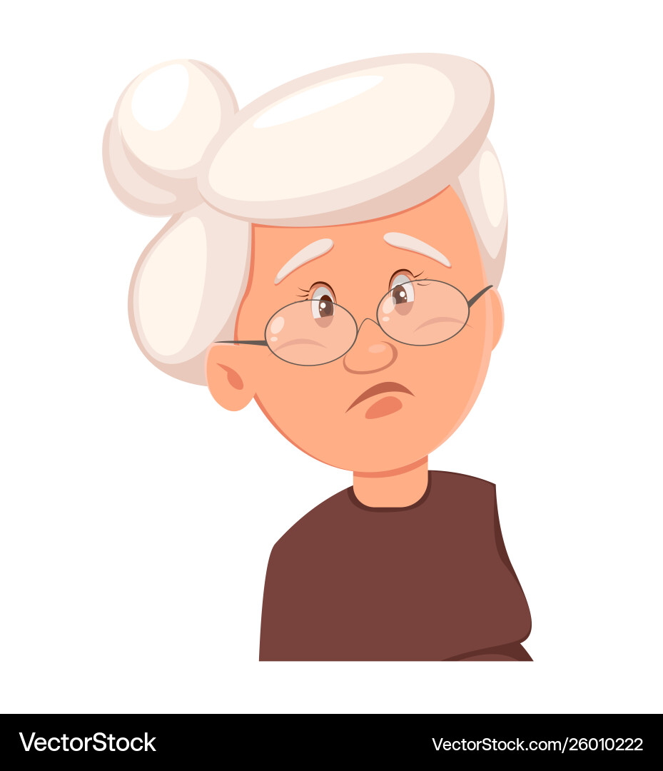 Face expression grandmother sad vector image