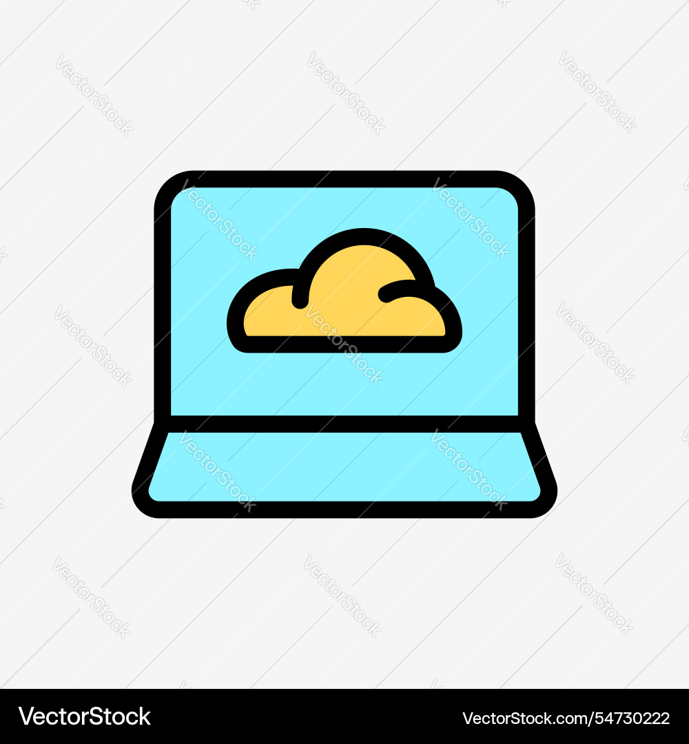 Icon line color cloud system and laptop computer Icon line color cloud system and laptop computer Vector Image