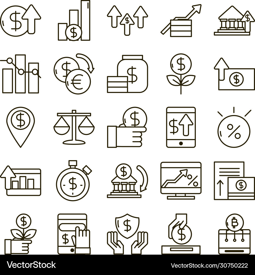 Investieren Finanzwirtschaft Geld Icons Investieren Finanzwirtschaft Geld Icons vektorbild