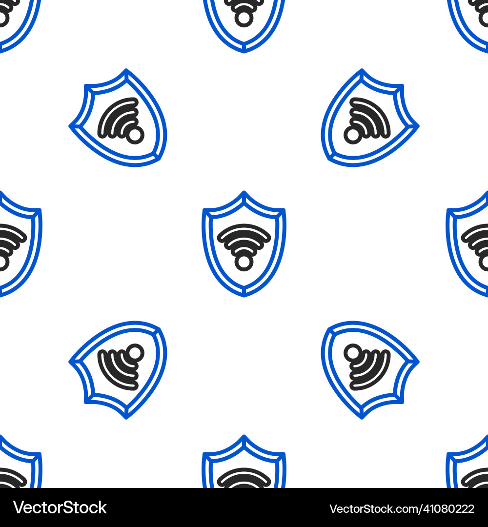 Line shield with wifi wireless internet network Line shield with wifi wireless internet network vector image