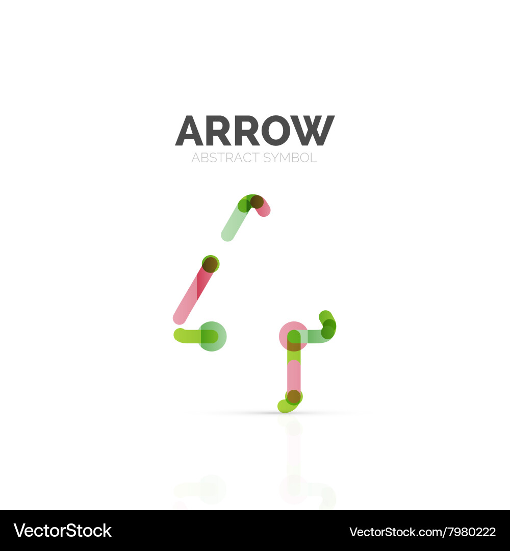 Linear arrow abstract logo connected multicolored vector image