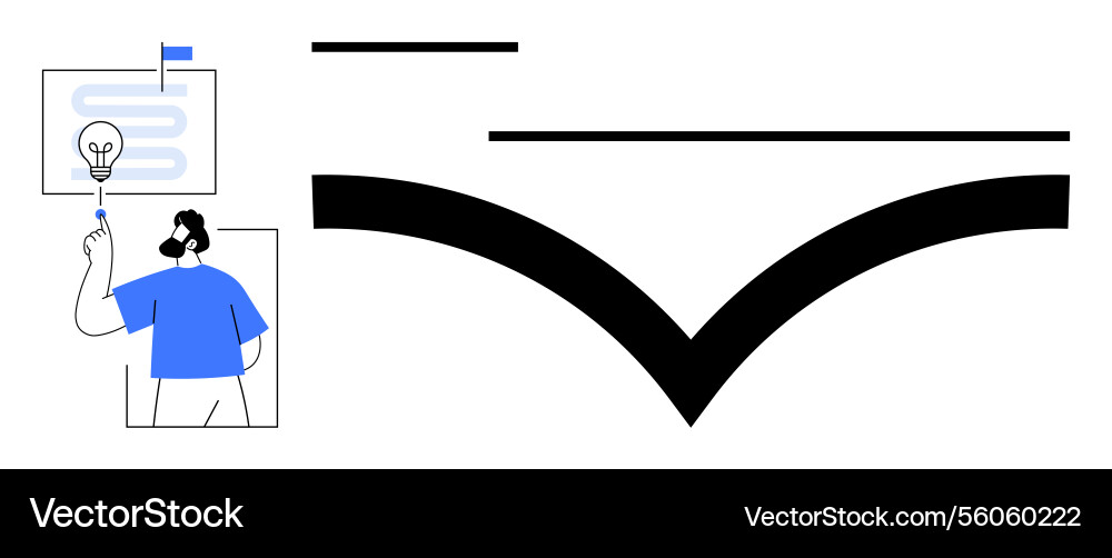 Man presenting creative idea with flag diagram Vector Image